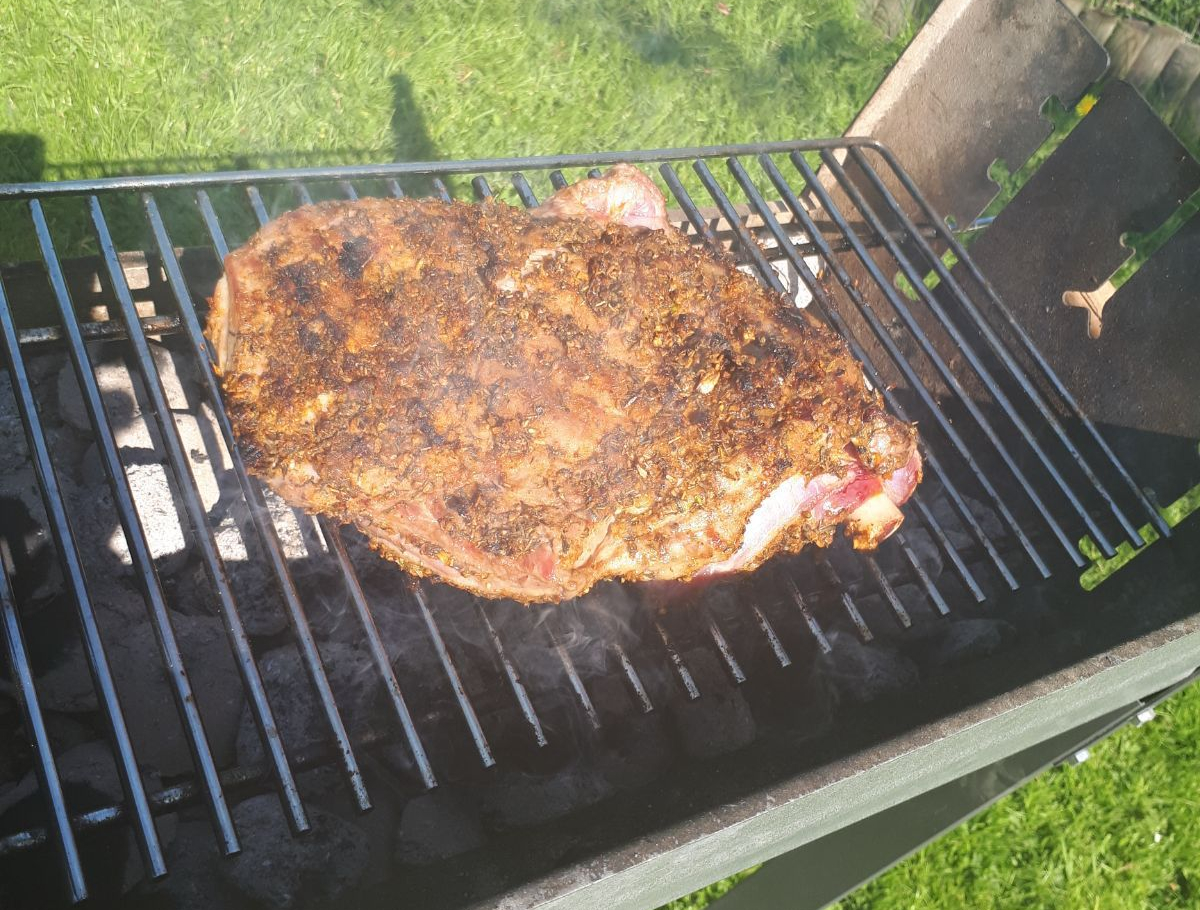 Barbecue Lamb Shoulder on BBQ
